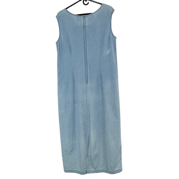 Denim Embroidered Maxi Dress Lightweight Vintage - Picture 5 of 7